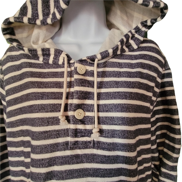 J. Crew Fleece Nautical Style Striped Hoodie Pullower - Picture 5 of 9